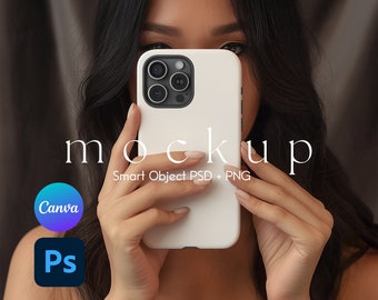 Phone Case Mockup, Tough Case Mockup, iPhone Case Mockup, Canva PNG and Smart Object PSD