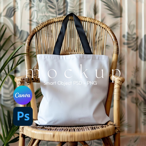 AOP Tote Bag Mockup, Tote Bag Mockup, Tote Mockup, Mockup Tote Bag, Bag Mockup, Smart Object PSD and Canva PNG