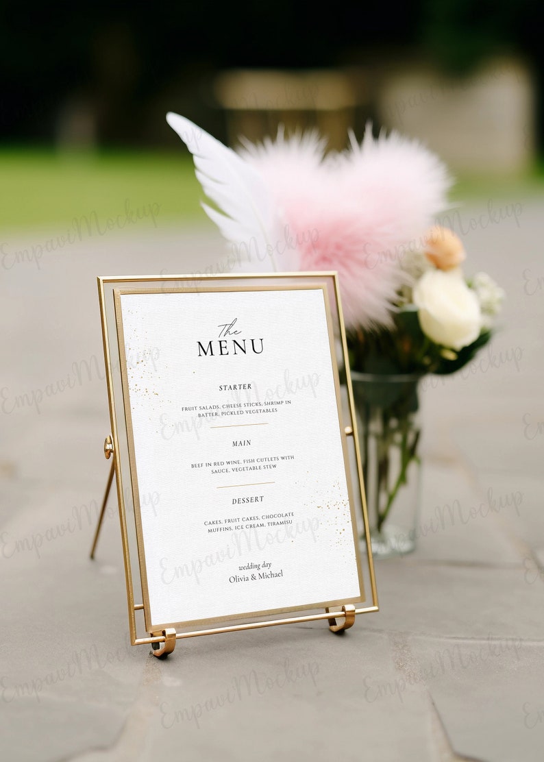 5x7 Table Number Mockup, Luxury Frame, Gold Table Numbers, Gold Frame Mockup, Single Frame Mockup, Wedding Sign Mockup, 5x7 Picture Frame image 3