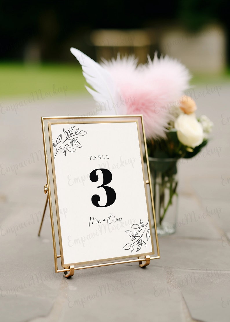 5x7 Table Number Mockup, Luxury Frame, Gold Table Numbers, Gold Frame Mockup, Single Frame Mockup, Wedding Sign Mockup, 5x7 Picture Frame image 5