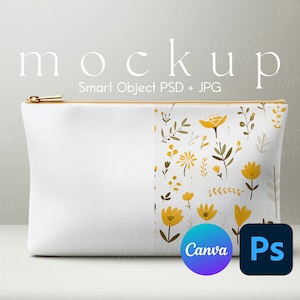 White Zipper Bag Mockup, Makeup Bag Mockup, Make-up Bag Mockup, Make-up Pouch Mockup, Bag Mockup, PSD Mockup
