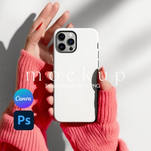 Maquette de coque de téléphone, Maquette de coque pour iPhone, Maquette de coque rigide, Objet connecté PSD et Canva PNG