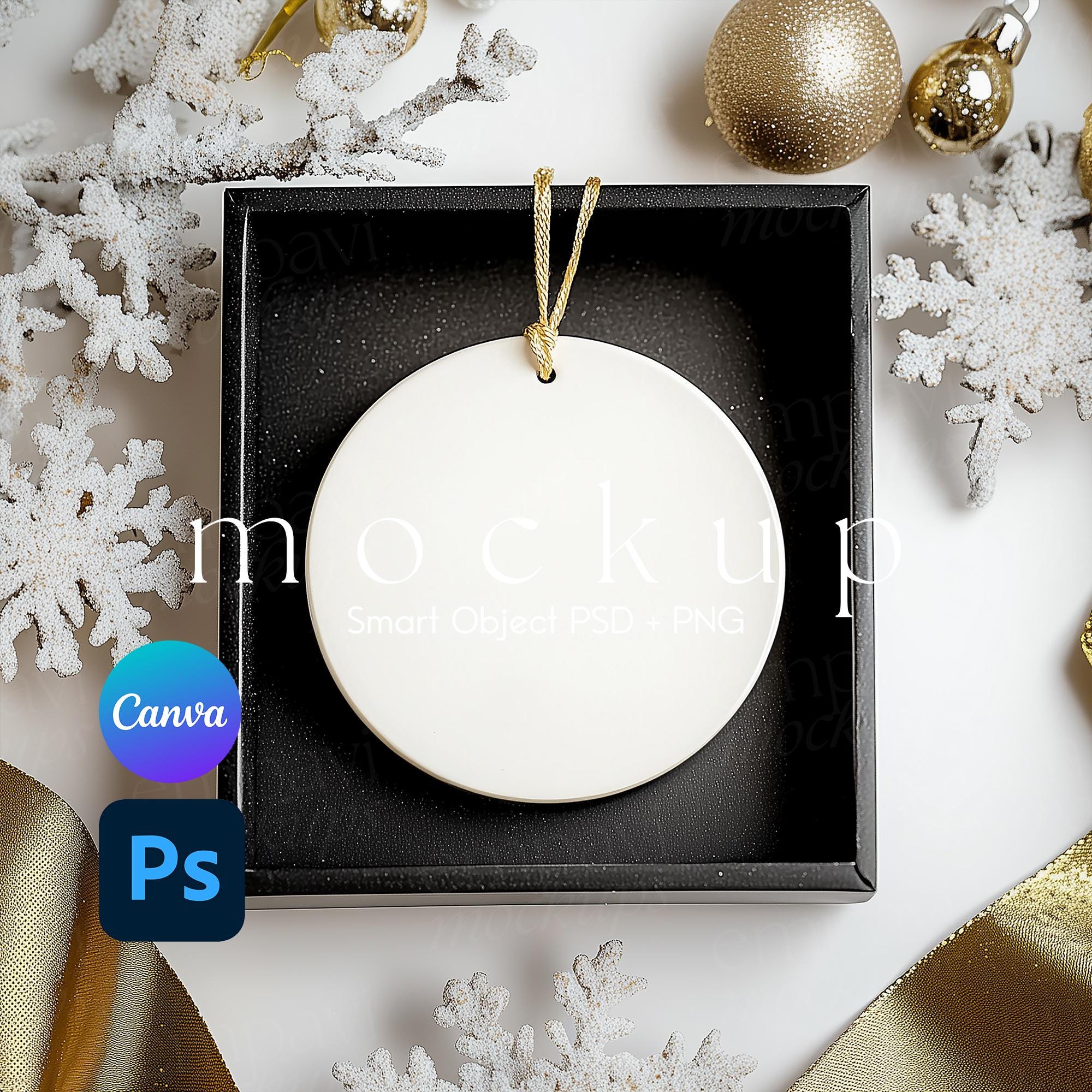 Round Ornament Mockup, Ceramic Ornament Mockup, Ornament Mockup, Christmas Ornament Mockup, Ornament Mockups, Smart Object PSD and Canva PNG