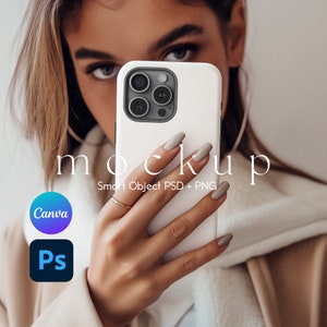 Phone Case Mockup, Tough Case Mockup, iPhone Case Mockup, iPhone Mockup, Smart Object PSD and Canva PNG
