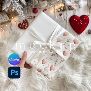 Wrapping Paper Mockup, Present Gift Paper Mockup, Christmas Wrapping Paper Mockup, Smart Object PSD and Canva PNG