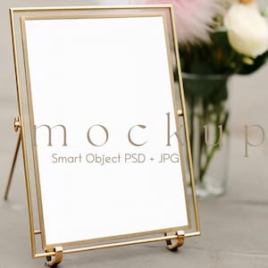 5x7 Table Number Mockup, Luxury Frame, Gold Table Numbers, Gold Frame Mockup, Single Frame Mockup, Wedding Sign Mockup, 5x7 Picture Frame image 1