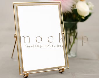 5x7" Table Number Mockup, Luxury Frame, Gold Table Numbers, Gold Frame Mockup, Single Frame Mockup, Wedding Sign Mockup, 5x7 Picture Frame