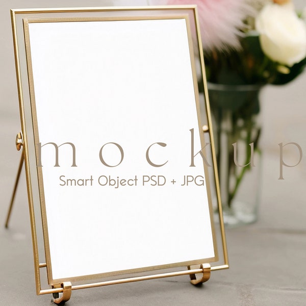 5x7" Table Number Mockup, Luxury Frame, Gold Table Numbers, Gold Frame Mockup, Single Frame Mockup, Wedding Sign Mockup, 5x7 Picture Frame