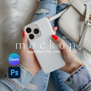 Phone Case Mockup, Phone Case Mock Up, iPhone Case Mockup, Smart Object PSD and Canva PNG