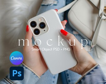 Phone Case Mockup, Phone Case Mock Up, iPhone Case Mockup, Smart Object PSD and Canva PNG