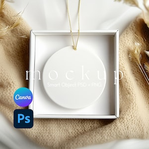 Ornament Mockup, Christmas Ornament Mockup, Ceramic Ornament Mockup, Ornament Mockups, Hanging Ornament Canva PNG and Smart Object PSD