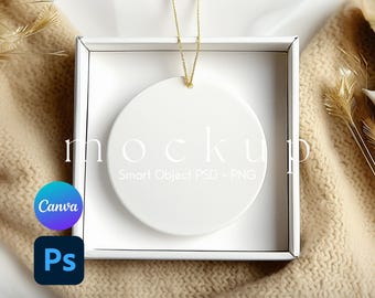 Ornament Mockup, Christmas Ornament Mockup, Ceramic Ornament Mockup, Ornament Mockups, Hanging Ornament Canva PNG and Smart Object PSD