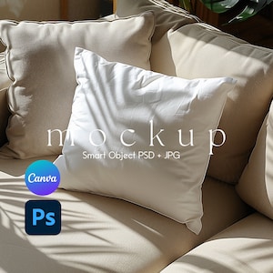 Throw Pillow Mockup, Pillow Mockup, Pillow Mock Ups, Pillow Mock Up, Smart Object PSD and Canva PNG