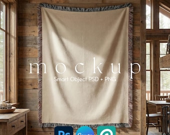 Woven Blanket Printify Mockup, Woven Blanket Mockup, Woven Throw Blanket Canva Template, PSD Blanket Mockup, Boho Blanket Mockup