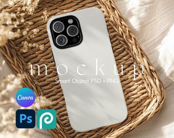 iPhone 16 Pro Max Phone Case Mockup, Tough Case Mockup, iPhone Mock Up, iPhone case Template, Phone Case Canva Mockup and Smart Object PSD