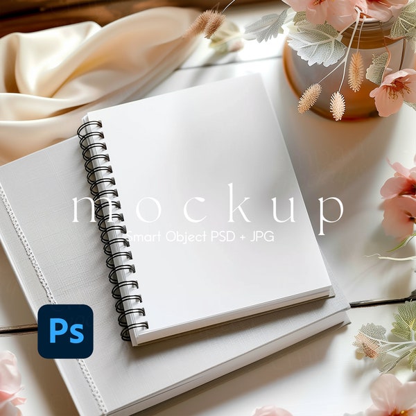 Journal Mockup, Notebook Mockup, Spiral Notebook Mockup, Spiral Planner PNG and PSD