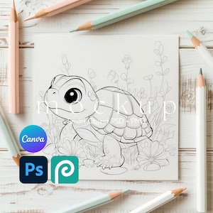 Mockup vierkante kleurpagina, mockup met activiteitentekenpagina, kleurplaat met potloden, kleurplaat voor kinderen, canvas, png-bestand en PSD voor slim object