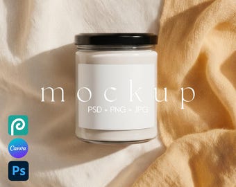 Soy Candle Mockup, Printify Scented  Soy Candle Mockup, Candle Mockup 9 OZ , Candle Mockup, White Label Candle, Jar Candle Mockup With Lid