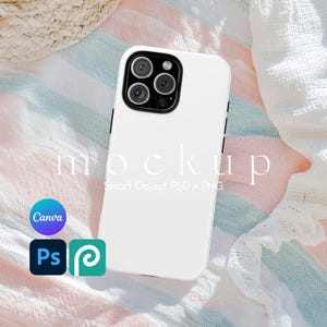 Tough Case Mockup, iPhone Mock Up, iPhone 16 Pro Max Phone Case Mockup, iPhone Case Template, Phone Case Smart Object PSD and Canva Mockup