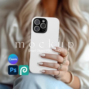 Tough Case Mockup, iPhone 16 Pro Max Phone Case Mockup, Phone Case Canva Mockup and Smart Object PSD