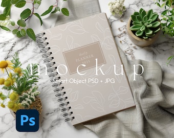 Spiral Notebook Mockup, Journal Mockup, Notebook Mockup, Spiral Planner PNG and PSD