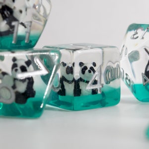 Panda DnD Dice Set, 7 Piece Dungeons and Dragons Dice, Cute Character DnD Gift, TTRPG Dice Set, Animal Inclusion Polyhedral Dice