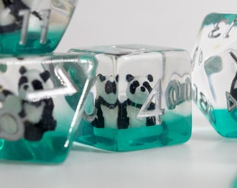 Panda DnD Dice Set, 7 Piece Dungeons and Dragons Dice, Cute Character DnD Gift, TTRPG Dice Set, Animal Inclusion Polyhedral Dice