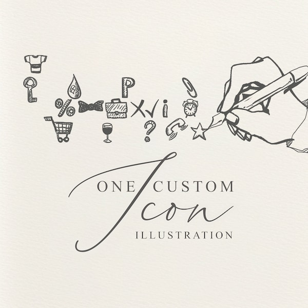 One Custom Icon Illustration | SVG & PNG files | Hand Drawn Clipart Icons | Line Art Icons | Digital Download