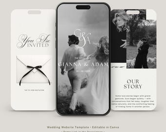 Timeless Black and White Website Template With RSVP Form & Editable Monogram | Canva Template