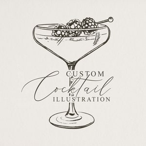 Une illustration de cocktail personnalisée | Image cocktail sur commande | Clipart cocktail | TÉLÉCHARGEMENT NUMÉRIQUE