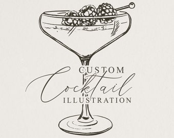 One Custom Cocktail Illustration | Made to Order Cocktail Image | Cocktail Clipart | DIGITAL DOWNLOAD
