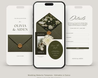 Countryside Save The Date Wedding Website Template with RSVP | Editable Canva Website