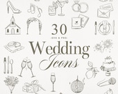 30 Hand Drawn Wedding Timeline Icons | SVG & PNG files | Wedding Clip Art Illustrations | Line Art Icons | Digital Download