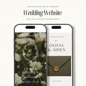 Platteland bruiloft websitesjabloon met muziek en antwoord | Bewerkbare Canva-website