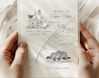 Custom Wedding Map Illustration With 2 Venues | Destination Wedding Invitation | Wedding Venue Illustration | DIGITAL DOWNLOAD