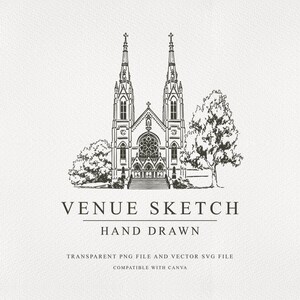 Custom Wedding Venue Illustration Wedding Invitation Sketch Hand Drawn Sketch Png and Svg DIGITAL DOWNLOAD image 5