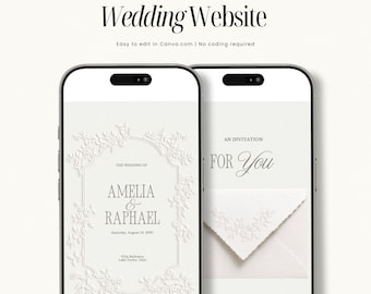出欠確認と音楽付きのデジタル結婚式招待状 | 結婚式ウェブサイトテンプレート | 編集可能なCanvaウェブサイト