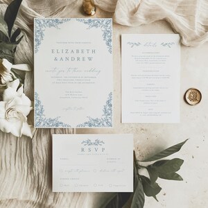 Modello di suite per inviti di nozze / Invito modificabile e stampabile / Invito + Scheda dettagli + Scheda RSVP / Download istantaneo / Prodotti botanici senza tempo
