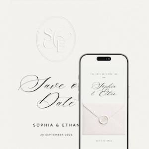 Modello di sito web per annunciare la data del matrimonio con conferma di partecipazione / Sito web modificabile in Canva