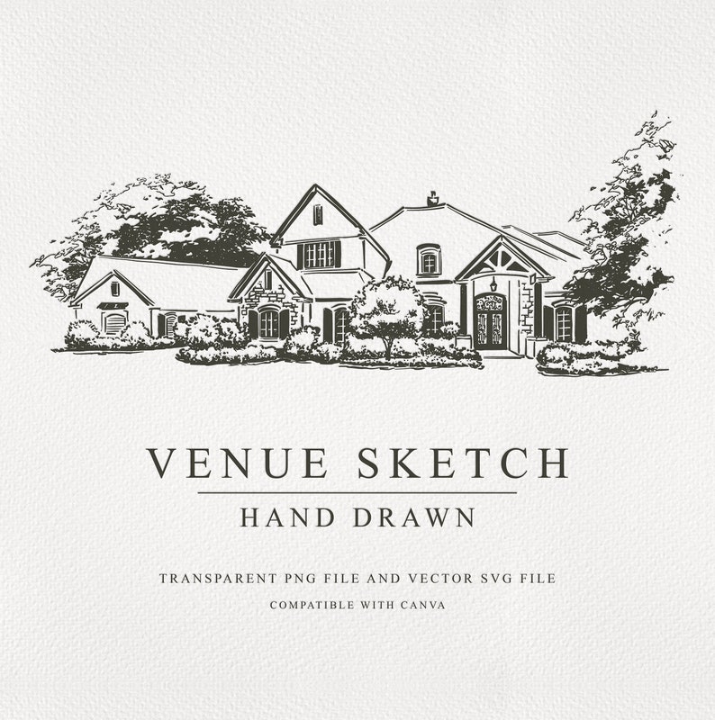 Custom Wedding Venue Illustration Wedding Invitation Sketch Hand Drawn Sketch Png and Svg DIGITAL DOWNLOAD image 8