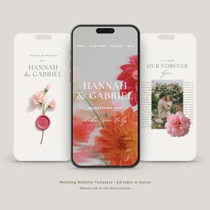 Summer Wedding Website Template with RSVP | Editable Canva Website | Digital Wedding Invitation
