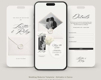 Save The Date Wedding Website Template with RSVP | Editable Canva Website