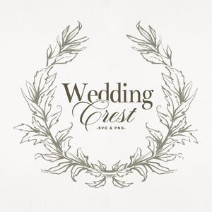 Wedding Crest Clipart | Floral Wedding Logo | Hand Drawn Crest | Round Leaf Crest | PNG and SVG files