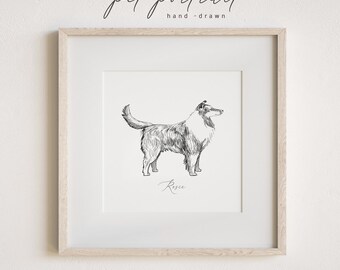 Custom Pet Portrait from Photo | Personalized Pet Sketch | Line Drawing | Black and White Illustration | DIGITAL DOWNLOAD