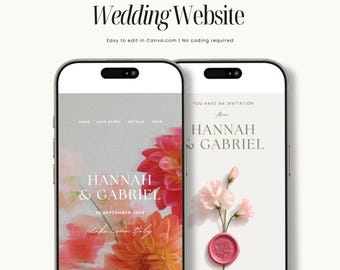 Summer Wedding Website Template with RSVP | Editable Canva Website | Digital Wedding Invitation