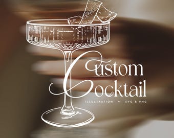 Ilustração personalizada de coquetel | Imagem de coquetel feita sob encomenda | Clipart de coquetel | DOWNLOAD DIGITAL