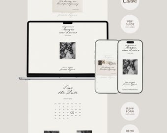 Timeless Wedding Website Template with RSVP | Editable Canva Website