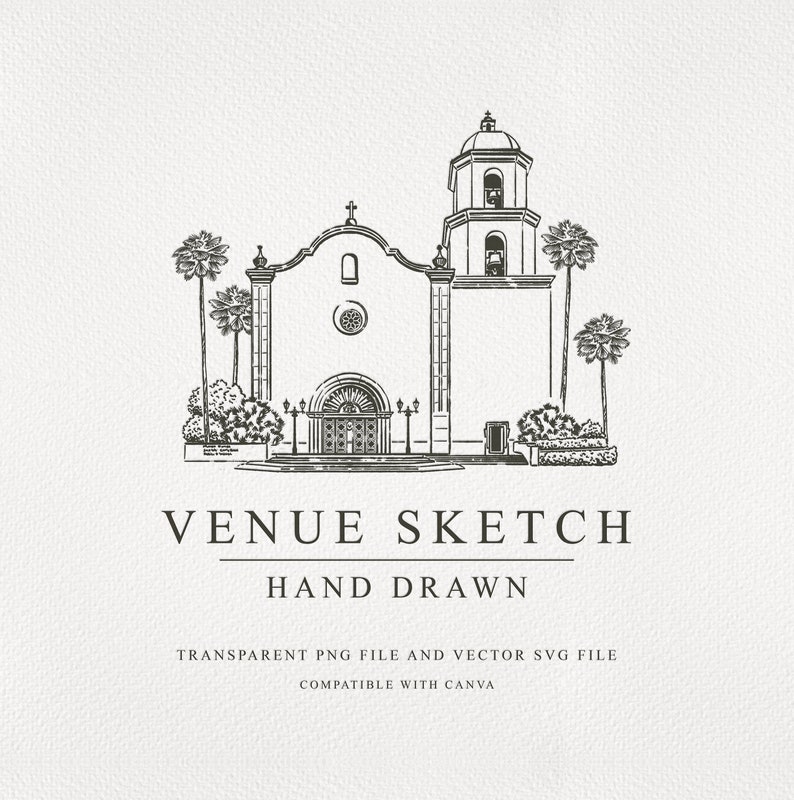 Custom Wedding Venue Illustration Wedding Invitation Sketch Hand Drawn Sketch Png and Svg DIGITAL DOWNLOAD image 3