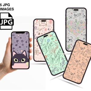 Soft-cat-dog phone backgrounds - 5 pcs - different backgrounds - pastel