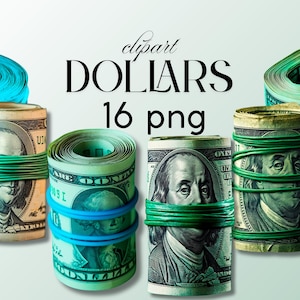 Money Roll Clipart Dollars Bundle Cash Stack PNG Neon Money Aesthetic Clipart Hundred Dollar Bill Art Finance Clipart